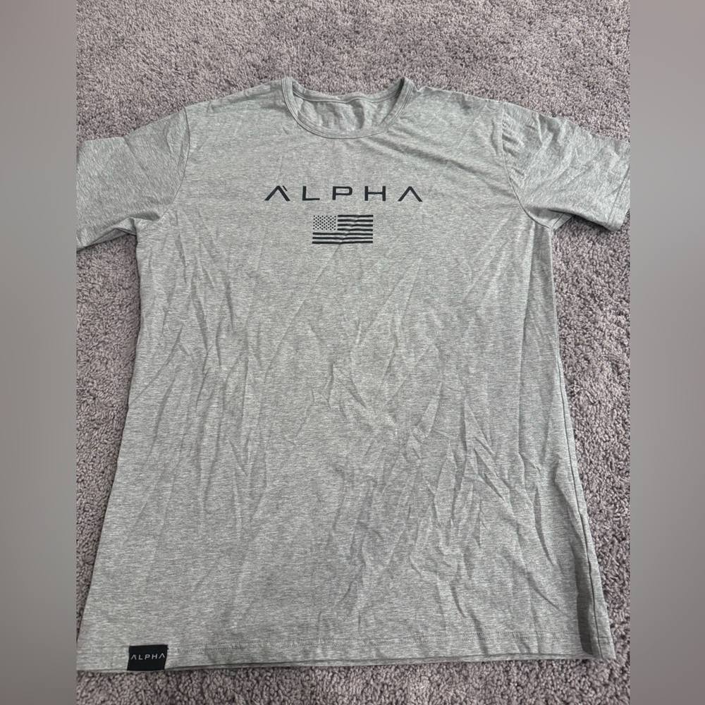 Alpha clothing co gym workout bodybuilding tee shirt heather grey sz XL